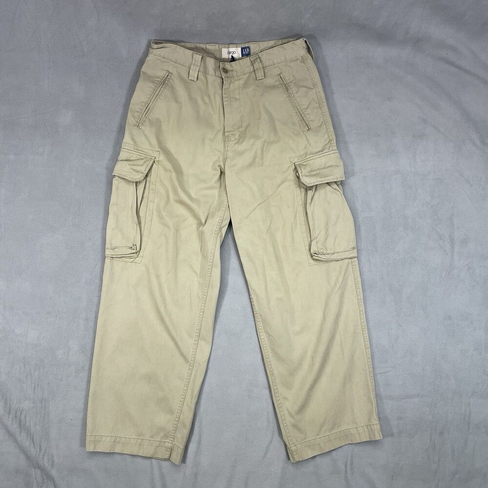 VTG GAP Cargo Pants Mens Size 31x30 Beige Khaki Relaxed Fit Wide Leg Y2K